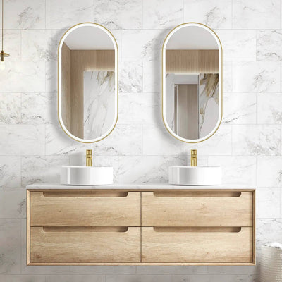 Otti Byron 1500mm Wall Hung Vanity Natural Oak (Ultra Deluxe Stone Top) - Sydney Home Centre