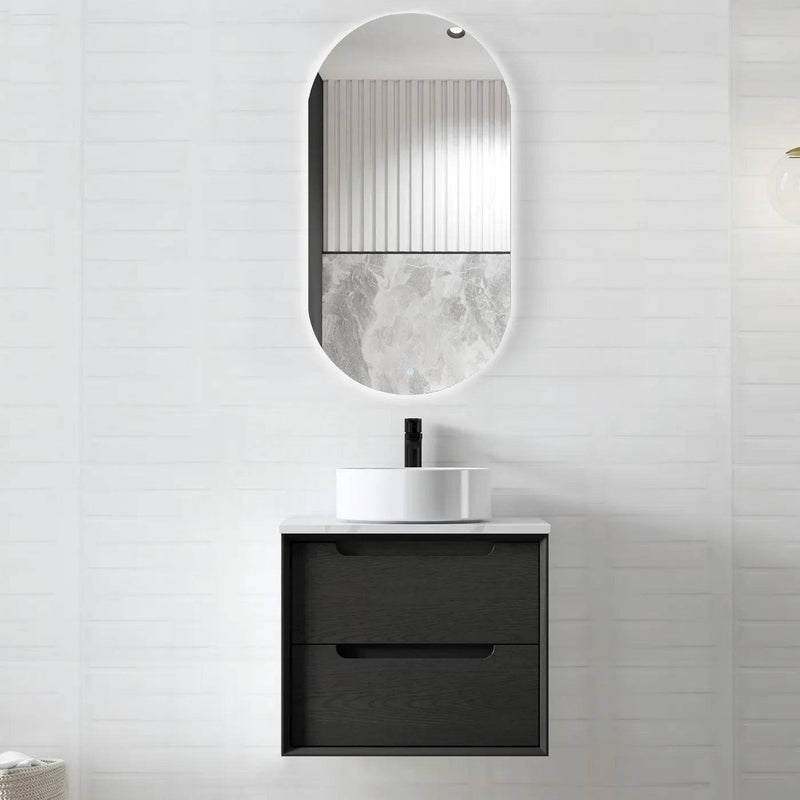 Otti Byron 600mm Wall Hung Vanity Black Oak (Cabinet Only) - Sydney Home Centre