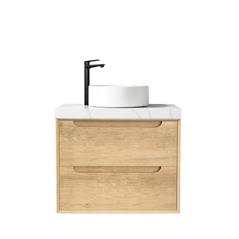 Otti Byron 600mm Wall Hung Vanity Natural Oak (60 Stone Top) - Sydney Home Centre