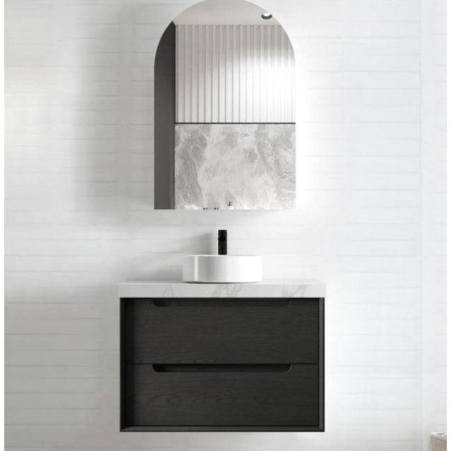 Otti Byron 750mm Wall Hung Vanity Black Oak (60 Stone Top) - Sydney Home Centre