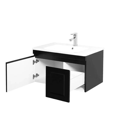 Otti Hampton Mark II 750mm Wall Hung Vanity Black Satin (Cabinet Only) - Sydney Home Centre