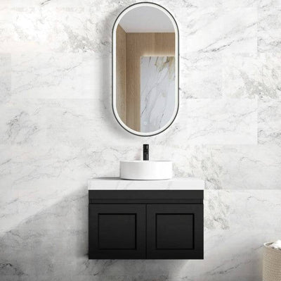 Otti Hampton Mark II 750mm Wall Hung Vanity Black Satin (Cabinet Only) - Sydney Home Centre