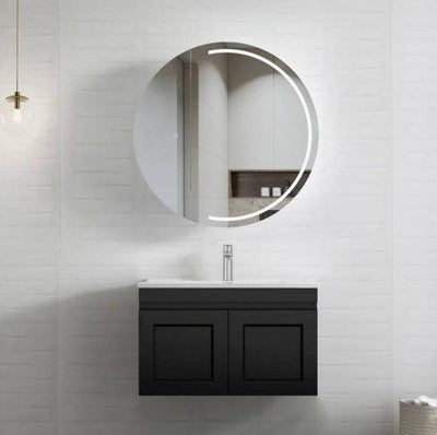 Otti Hampton Mark II 750mm Wall Hung Vanity Black Satin (Slimline Ceramic Top) - Sydney Home Centre