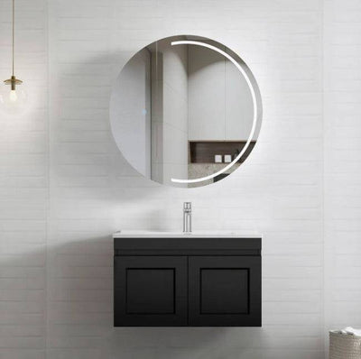 Otti Hampton Mark II 750mm Wall Hung Vanity Black Satin (Undermount Stone Top) - Sydney Home Centre