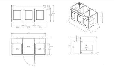 Otti Hampton Mark II 900mm Wall Hung Vanity Matte Black (Cabinet Only) - Sydney Home Centre