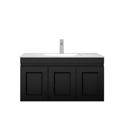 Otti Hampton Mark II 900mm Wall Hung Vanity Matte Black (Undermount Stone Top) - Sydney Home Centre