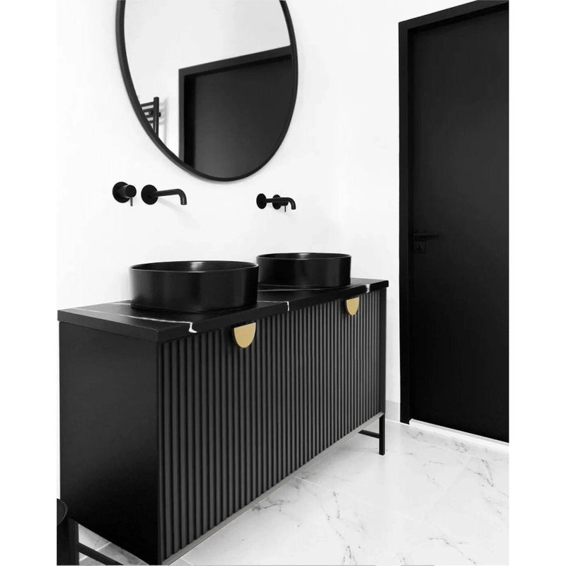 Otti Marlo 1500mm Wall Hung Vanity Black Satin (Ultra Deluxe Stone Top) - Sydney Home Centre