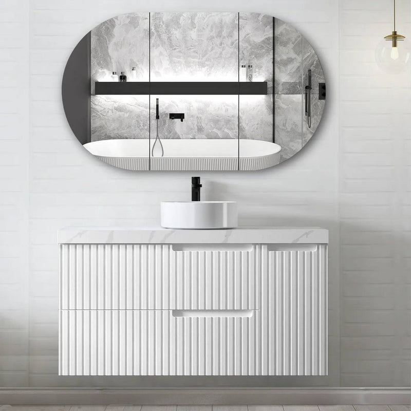 Otti Noosa 1200mm Wall Hung Vanity Matte White (60mm Stone Top) - Sydney Home Centre