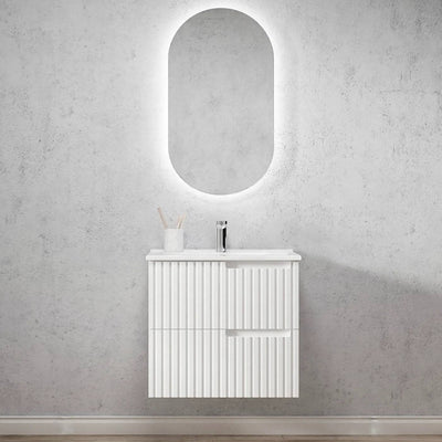 Otti Noosa 600mm Wall Hung Vanity Matte White (Slimline Ceramic Top) - Sydney Home Centre