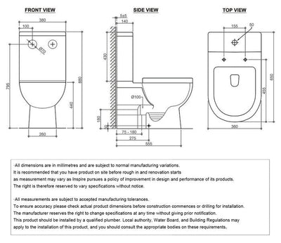 Otti Bella Rimless Toilet Suite Gloss White - Sydney Home Centre