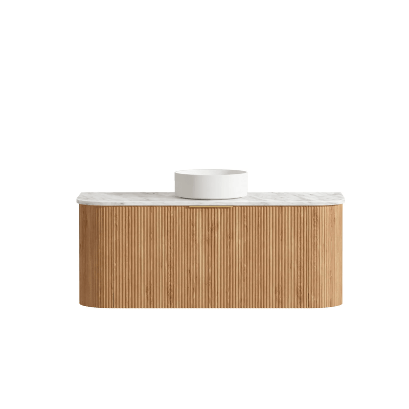 Otti Bondi 1200mm Curve Vanity Woodland Oak Fluted (Cabinet Only) - Sydney Home Centre