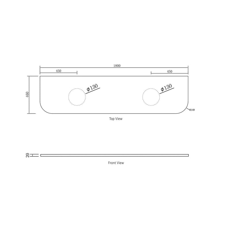 Otti Bondi 1800mm Counter Top Carrara (Two Tap Holes) - Sydney Home Centre