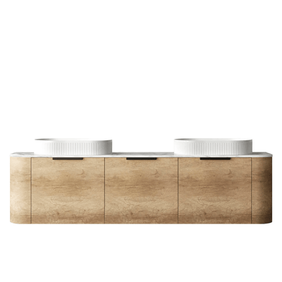 Otti Bondi 1800mm Curve Vanity Natural Oak (Cabinet Only) - WHILE STOCK LASTS - Sydney Home Centre