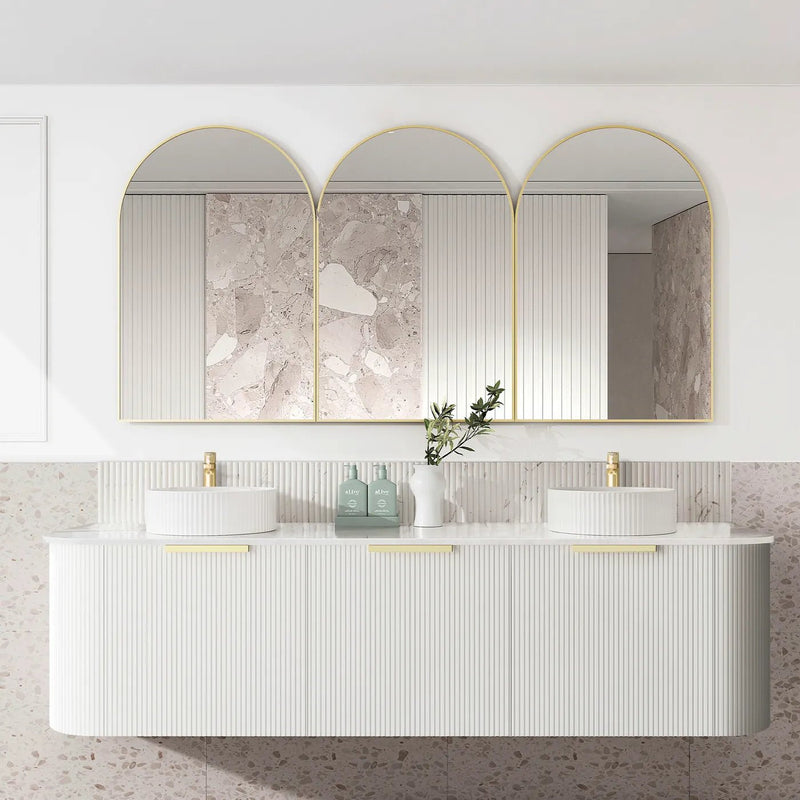 Otti Bondi 1800mm Curve Vanity White Fluted (Cabinet Only) - Sydney Home Centre