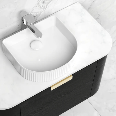 Otti Bondi 750mm Curve Vanity Black Oak (Cabinet Only) - WHILE STOCK LASTS - Sydney Home Centre