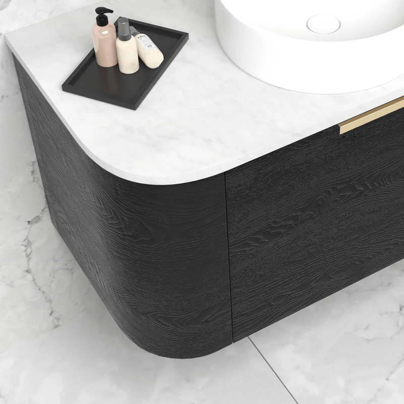 Otti Bondi 900mm Curve Vanity Black Oak (Cabinet Only) - WHILE STOCK LASTS - Sydney Home Centre