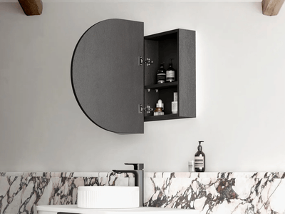 Otti Bondi 900mm LED Shaving Cabinet Black Oak - Sydney Home Centre