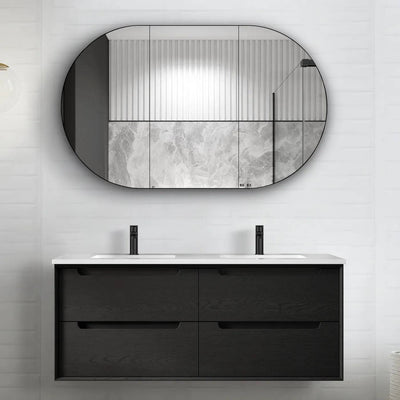 Otti Byron 1200mm Double Bowl Wall Hung Vanity Oak (Ceramic Top) - Sydney Home Centre