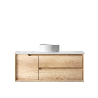 Otti Byron 1200mm Wall Hung Vanity Natural Oak (Marble Stone Top) - Sydney Home Centre