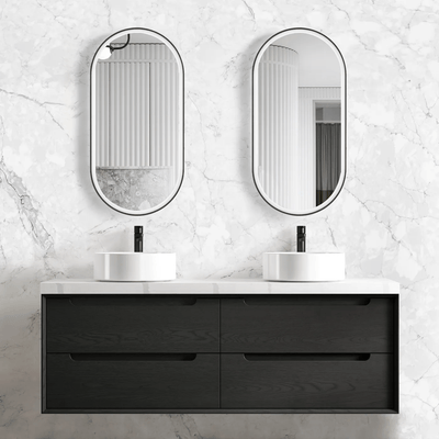 Otti Byron 1500mm Wall Hung Vanity Black Oak (Cabinet Only) - Sydney Home Centre