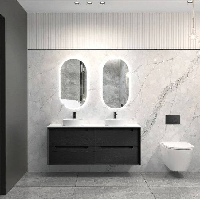 Otti Byron 1500mm Wall Hung Vanity Black Oak (Marble Stone Top) - Sydney Home Centre