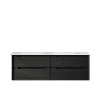 Otti Byron 1500mm Wall Hung Vanity Black Oak (Slimline Ceramic Top) - Sydney Home Centre