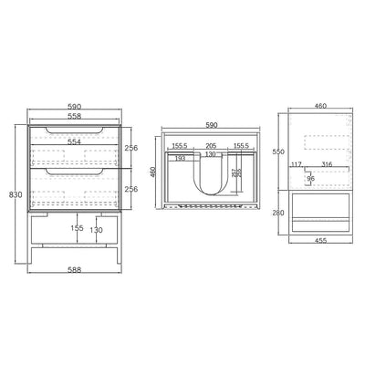 Otti Byron 600mm Wall Hung Vanity Natural Oak (Cabinet Only) - Sydney Home Centre