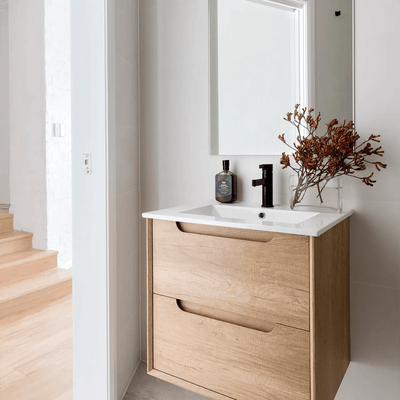 Otti Byron 600mm Wall Hung Vanity Natural Oak (Cabinet Only) - Sydney Home Centre