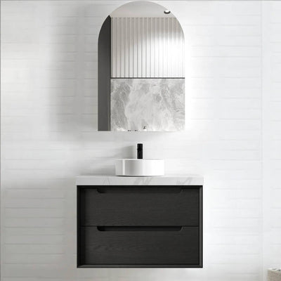 Otti Byron 750mm Wall Hung Vanity Black Oak (Cabinet Only) - Sydney Home Centre