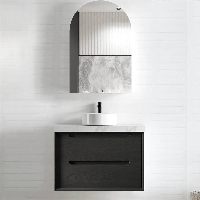 Otti Byron 750mm Wall Hung Vanity Black Oak (Cabinet Only) - Sydney Home Centre