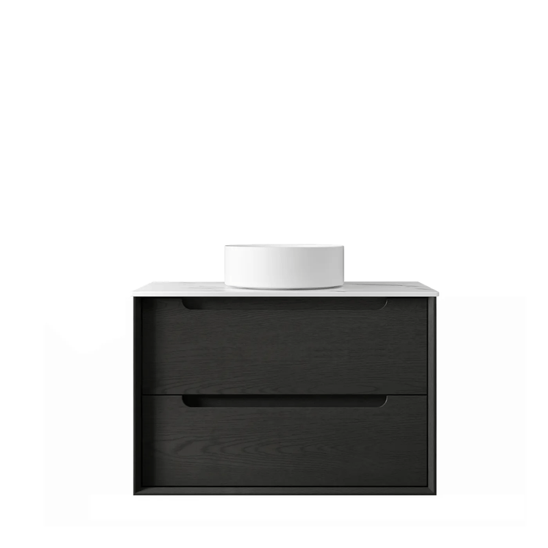 Otti Byron 750mm Wall Hung Vanity Black Oak (Cabinet Only) - Sydney Home Centre