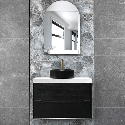 Otti Byron 750mm Wall Hung Vanity Black Oak (Cabinet Only) - Sydney Home Centre