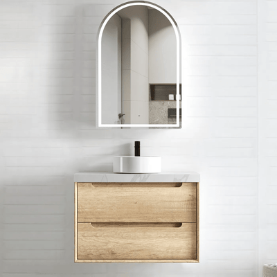 Otti Byron 750mm Wall Hung Vanity Natural Oak (Cabinet Only) - Sydney Home Centre