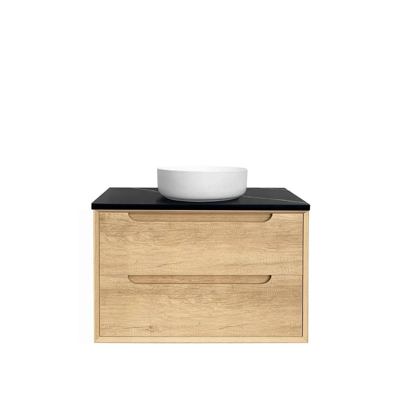 Otti Byron 750mm Wall Hung Vanity Natural Oak (Ultra Deluxe Stone Top) - Sydney Home Centre