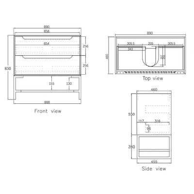 Otti Byron 900mm Wall Hung Vanity Natural Oak (Cabinet Only) - Sydney Home Centre