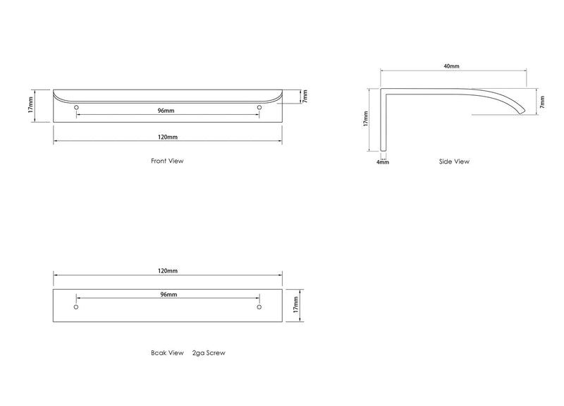 Otti Hampshire 120mm White Handle for 600mm Cabinet - Sydney Home Centre