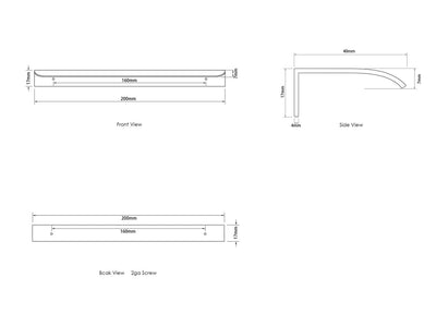 Otti Hampshire 200mm White Handle for 750, 900, 1200, 1500, 1800 Cabinets - Sydney Home Centre