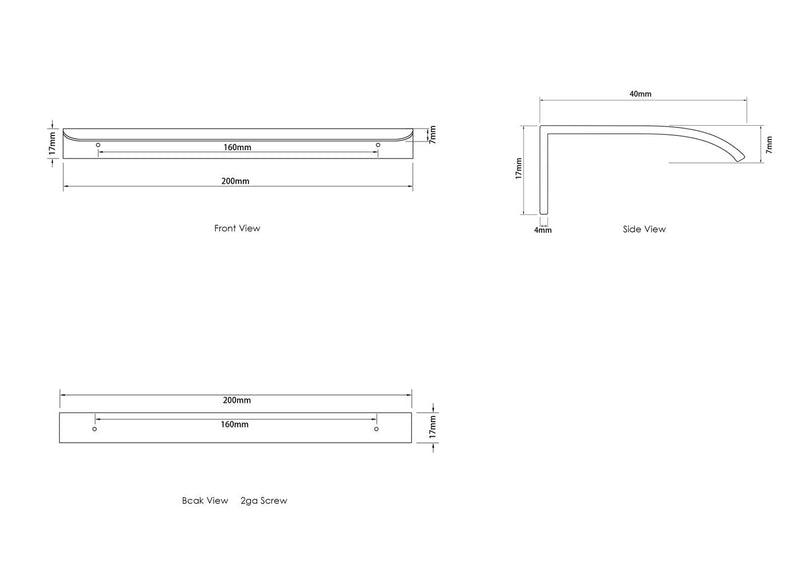 Otti Hampshire 200mm White Handle for 750, 900, 1200, 1500, 1800 Cabinets - Sydney Home Centre