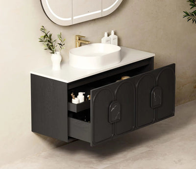 Otti Laguna 1200mm Vanity Black American Oak (Marble Stone Top) - Sydney Home Centre