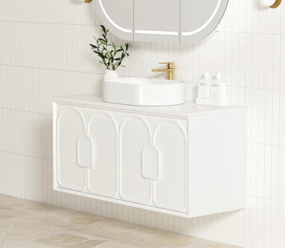 Otti Laguna 1200mm Vanity Satin White (Ultra Deluxe Stone Top) - Sydney Home Centre