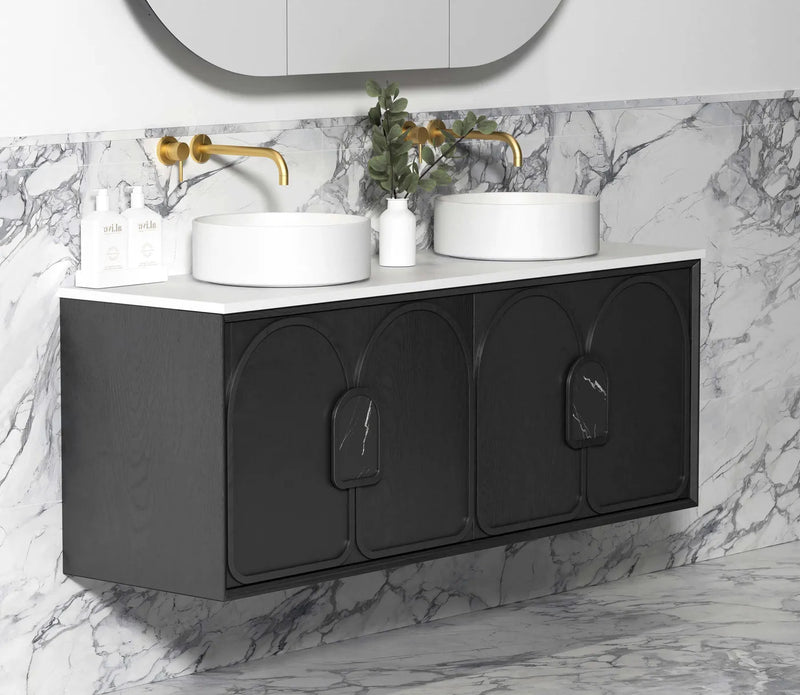 Otti Laguna 1500mm Vanity Black American Oak (Marble Stone Top) - Sydney Home Centre