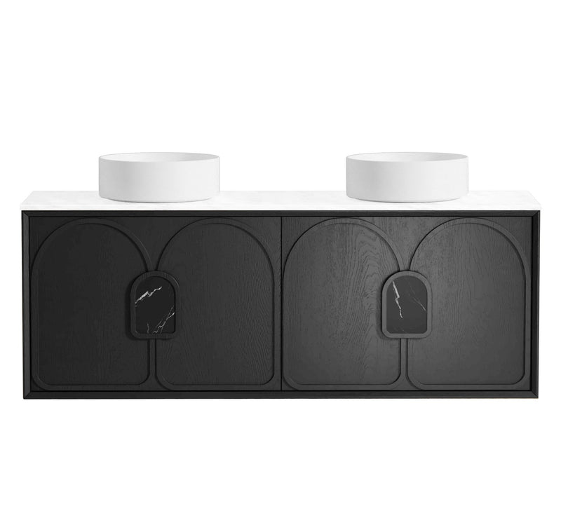 Otti Laguna 1500mm Vanity Black American Oak (Ultra Deluxe Stone Top) - Sydney Home Centre