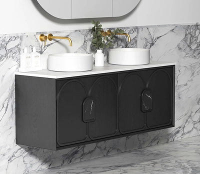 Otti Laguna 1500mm Vanity Black American Oak (Ultra Deluxe Stone Top) - Sydney Home Centre