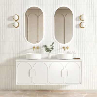 Otti Laguna 1500mm Vanity Satin White (Marble Stone Top) - Sydney Home Centre