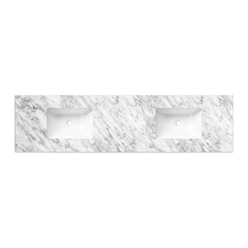 Otti Laguna 1800mm Vanity Satin White (Undermount Stone Top Natural Carrara Marble) - Sydney Home Centre