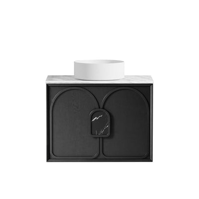 Otti Laguna 750mm Vanity Black American Oak (Marble Stone Top) - Sydney Home Centre