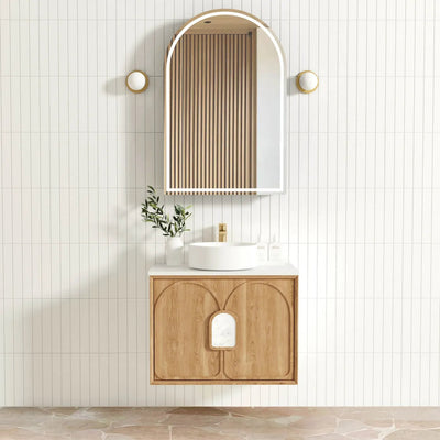 Otti Laguna 750mm Vanity Natural American Oak (Ultra Deluxe Stone Top) - Sydney Home Centre