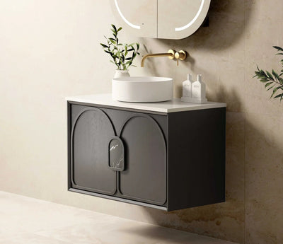 Otti Laguna 900mm Vanity Black American Oak (Ultra Deluxe Stone Top) - Sydney Home Centre