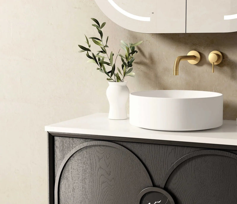 Otti Laguna 900mm Vanity Black American Oak (Ultra Deluxe Stone Top) - Sydney Home Centre