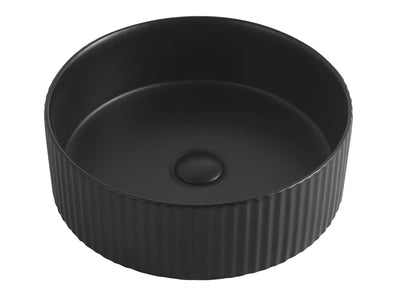 Otti Marlo 400mm French Fluted Round Matte Black Basin - Sydney Home Centre